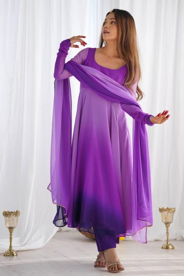 Royal Purple Soft Georgette Anarkali Suit Set