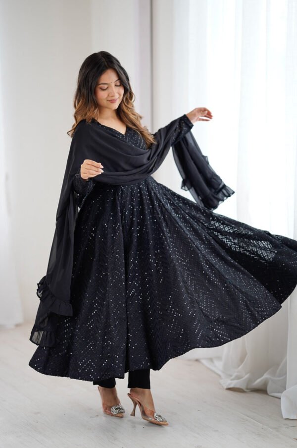 Maroon Color Lucknowi Sequence Work Anarkali Suit