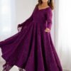 Wine Color Lucknowi Work Anarkali Suit