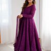 Wine Color Lucknowi Work Anarkali Suit