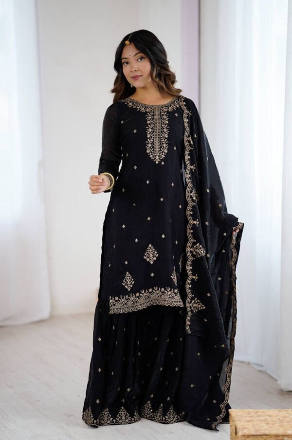 Black Kediya Style Sharara Suit