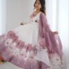 Onion Color Organza Silk Anarkali Suit with Dupatta