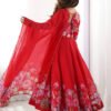 Red Organza Anarkali Suit Set