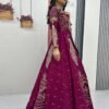 Tyrian Purple Crop Top Lehenga Set with Heavy Embroidery & Stylish Shrug Look