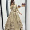 Cream Color Crop Top Lehenga with Embroidered Shrug