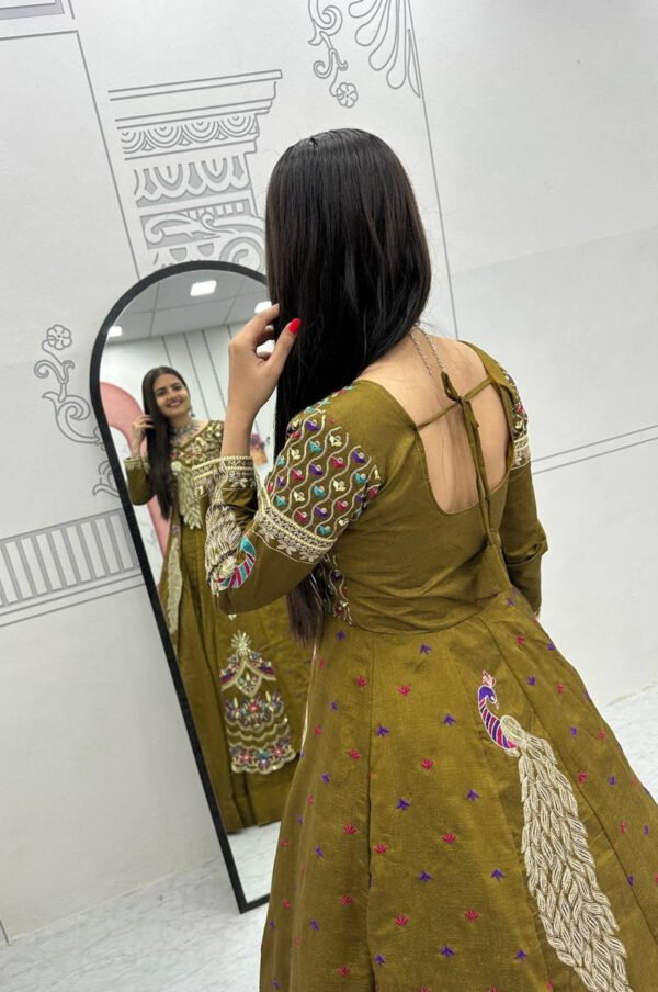 Mustard Green Crop Top Lehenga with Embroidered Shrug