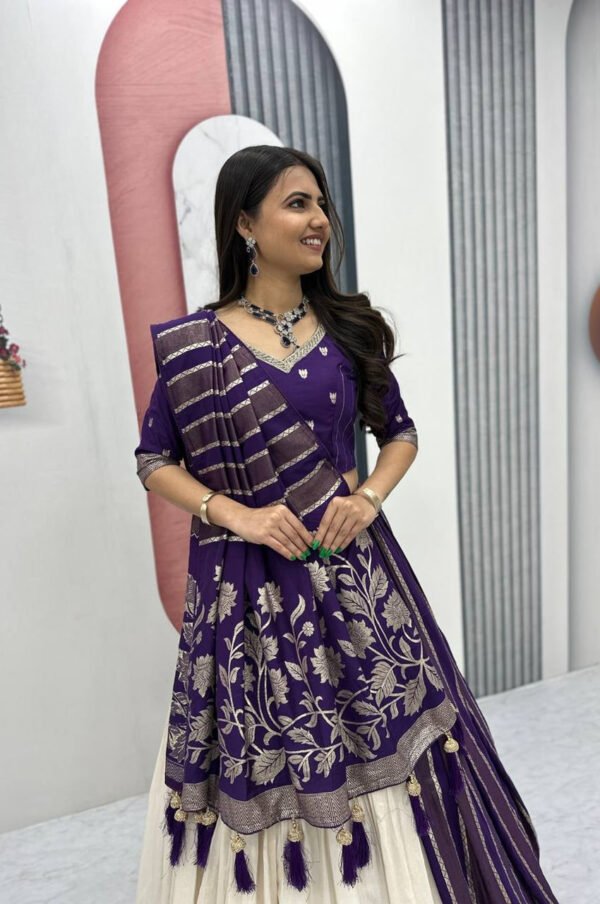 Purple Lehenga Saree Set – Royal Elegance with Modern Flair
