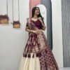 Maroon Lehenga Saree Set – Royal Elegance with Modern Flair