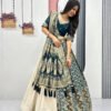 Rama Green Lehenga Saree Set – Royal Elegance with Modern Flair