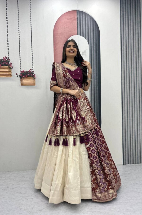 Maroon Lehenga Saree Set – Royal Elegance with Modern Flair