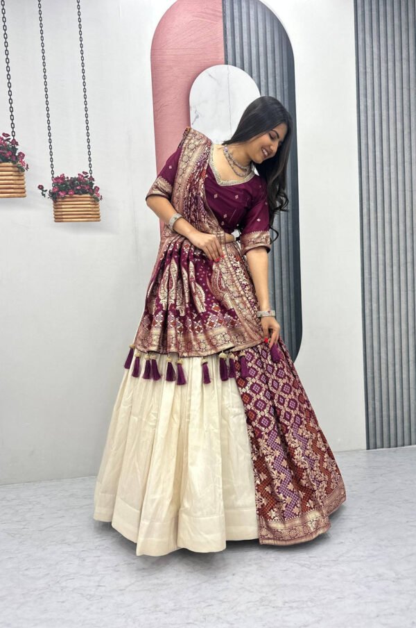 Maroon Lehenga Saree Set – Royal Elegance with Modern Flair