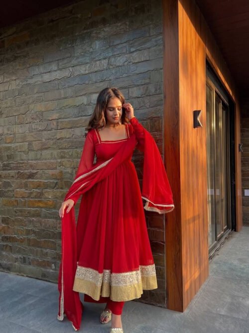 Red Wedding Wear Anarkali Gown