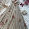Dusty Brown Faux Georgette Handpainted Anarkali Suit