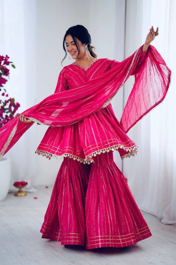 Exotic Pink Designer Sharara Suit Set