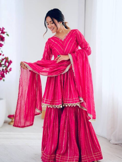 Exotic Pink Designer Sharara Suit Set