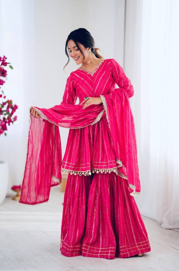 Exotic Pink Designer Sharara Suit Set