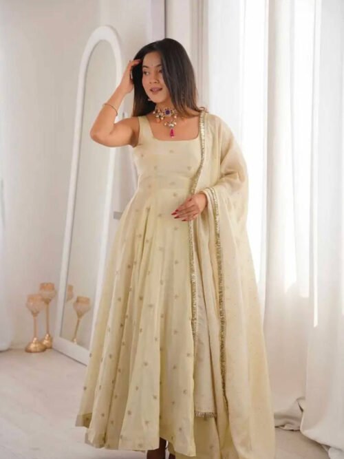 Daisy White Cosmos Anarkali Gown Set