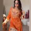 Rust Orange Mirror Work Palazzo Suit