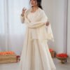 Off White Lucknowi Anarkali Suit Set