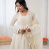 Off White Lucknowi Anarkali Suit Set