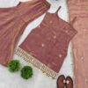 Rust Brown Fendy Silk Sharara Suit with Real Mirror