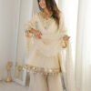 Ivory Tebby Organza Silk Sharara Suit with Real Mirror Lace Work