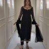 Black Color Designer Suit Set with Pearl Moti Work