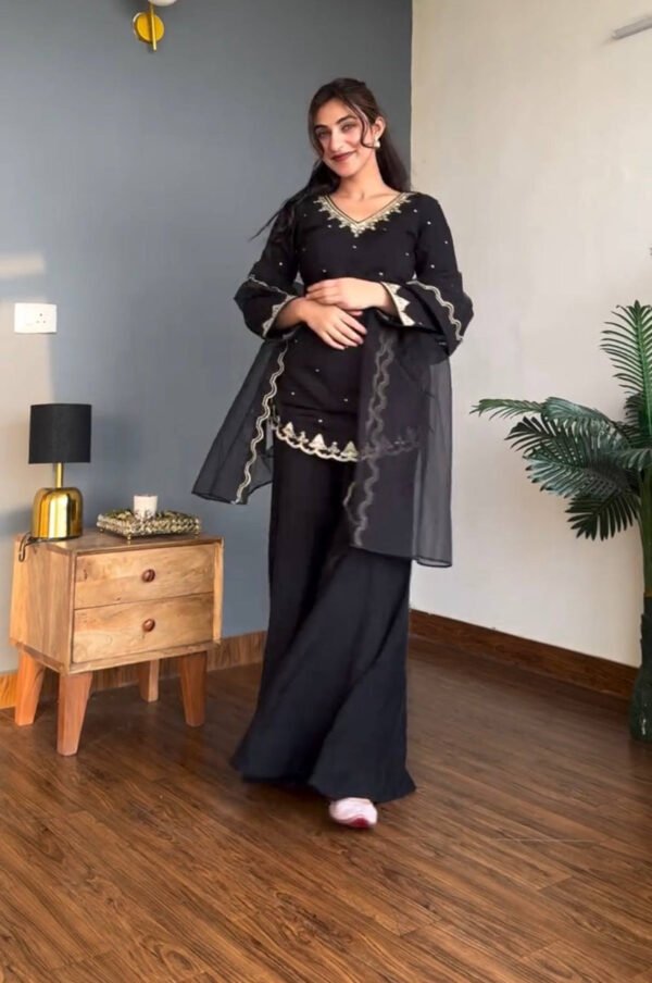 Black Roman Silk Palazzo Suit