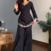 Black Roman Silk Palazzo Suit