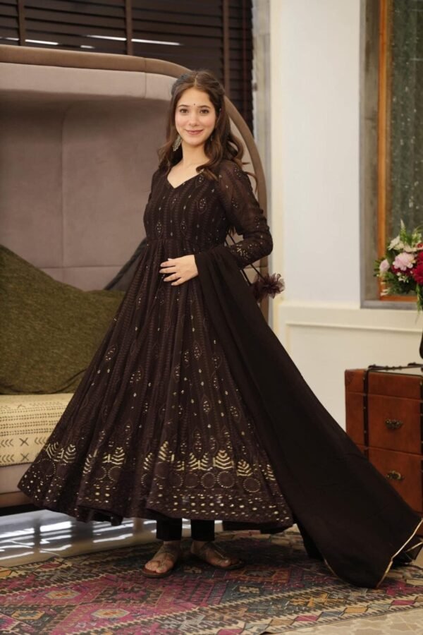 Elegant Black Embroidered Georgette Suit Set with Dupatta