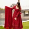 Maroon Anarkali Suit Set: Embroidered & Georgette Fabric