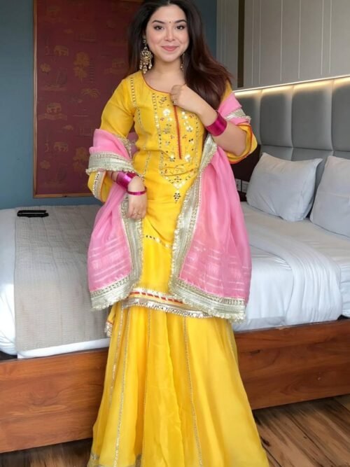 Neha Bhandari Sunshine Yellow Sharara Set