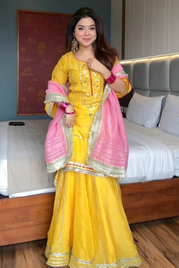 Neha Bhandari Sunshine Yellow Sharara Set