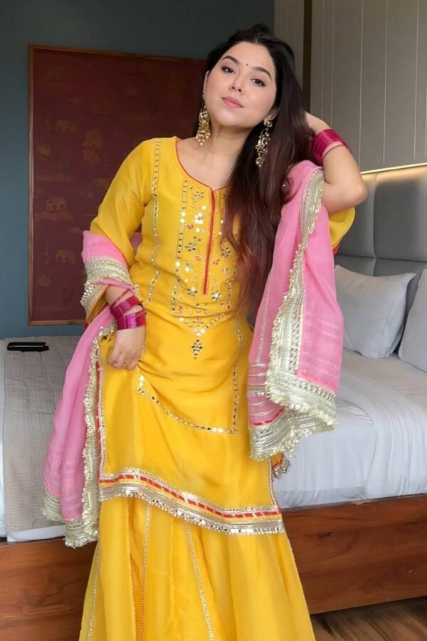 Neha Bhandari Sunshine Yellow Sharara Set