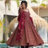 Traditional Ajrakh Print Maroon Cotton Anarkali Suit