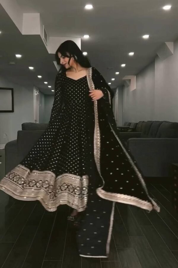 Black Sequins Work Suratikart Anarkali Suit Set