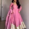 Pink Elegant Chinon Embroidered Suit Set