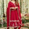 Red Wedding Wear Heavy Embroidered Anarkali Suit
