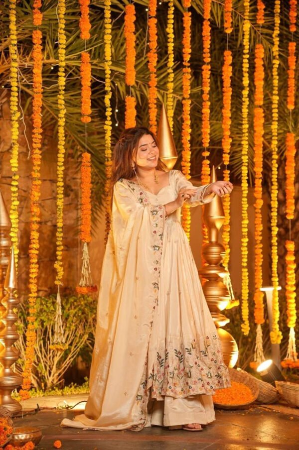 Off-White Wedding Special Palazzo Suit Set