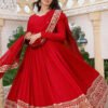 Exotic Red Georgette Suit Set with Embroidered Dupatta