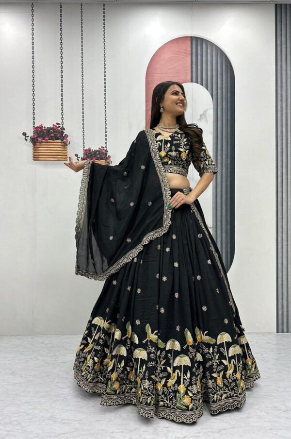 Black Color Thread Work Lehenga Choli