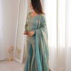 Steel Green Fendy Silk Sharara Suit