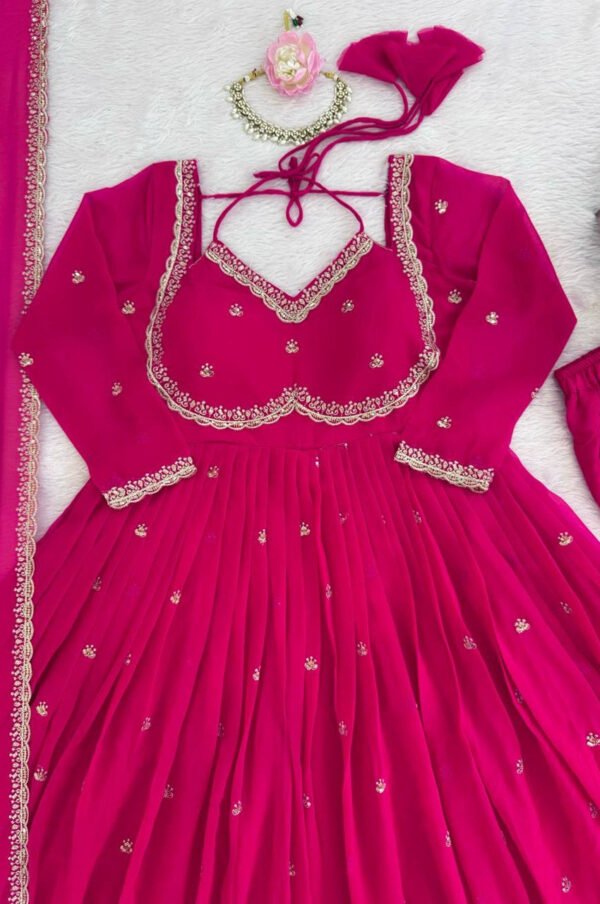 Pink Color Apsara Suit Set with Sequence Work