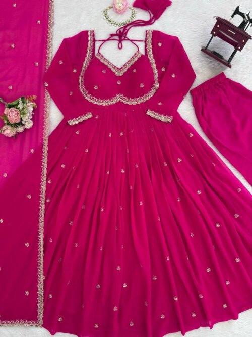 Pink Color Apsara Suit Set with Sequence Work