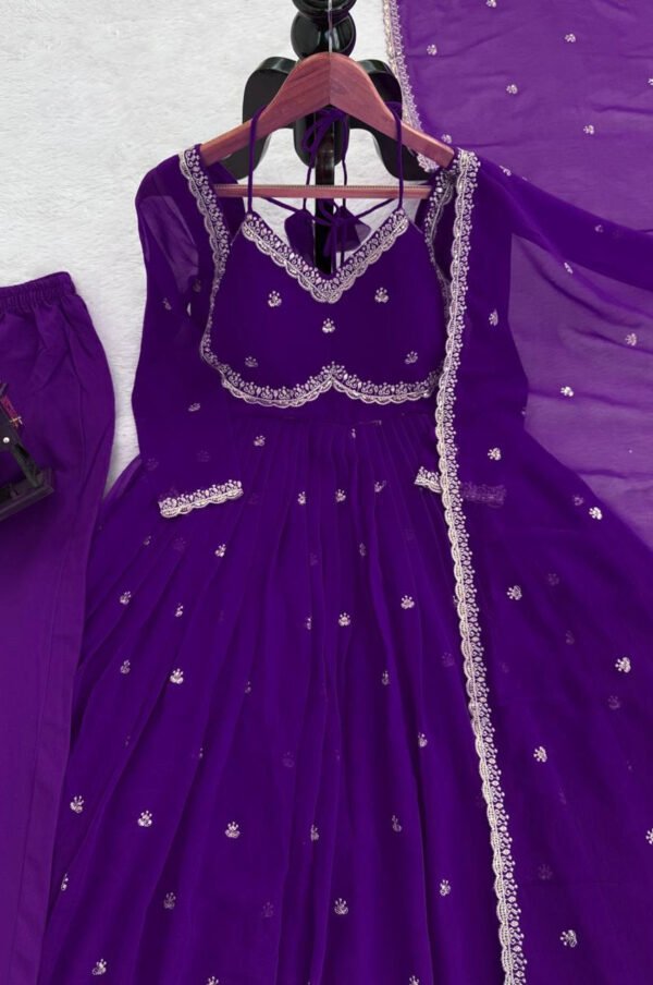 Purple Color Apsara Suit Set with Sequence Work