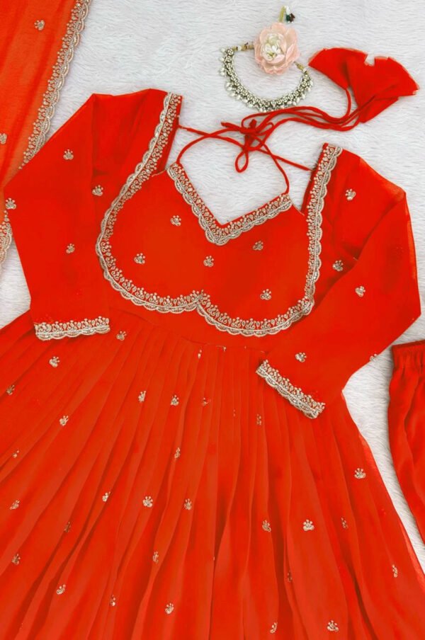 Orange Color Apsara Suit Set with Sequence Work